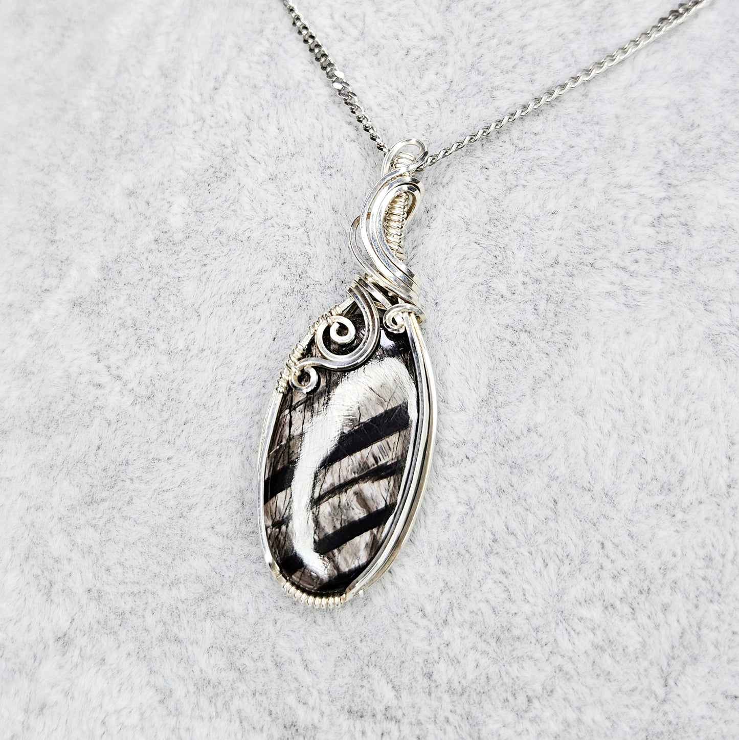 Hypersthene in 925 Solid Sterling Silver Handmade Wire-Wrap Pendant