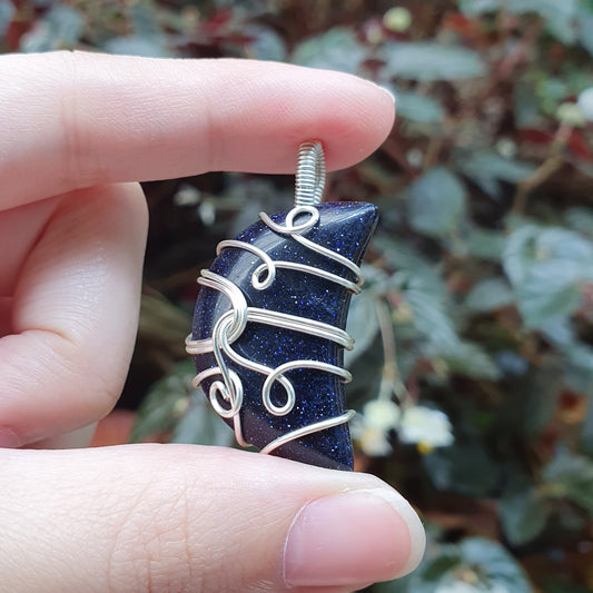 Blue Goldstone in Tarnish-Resistant Silver Plated Copper