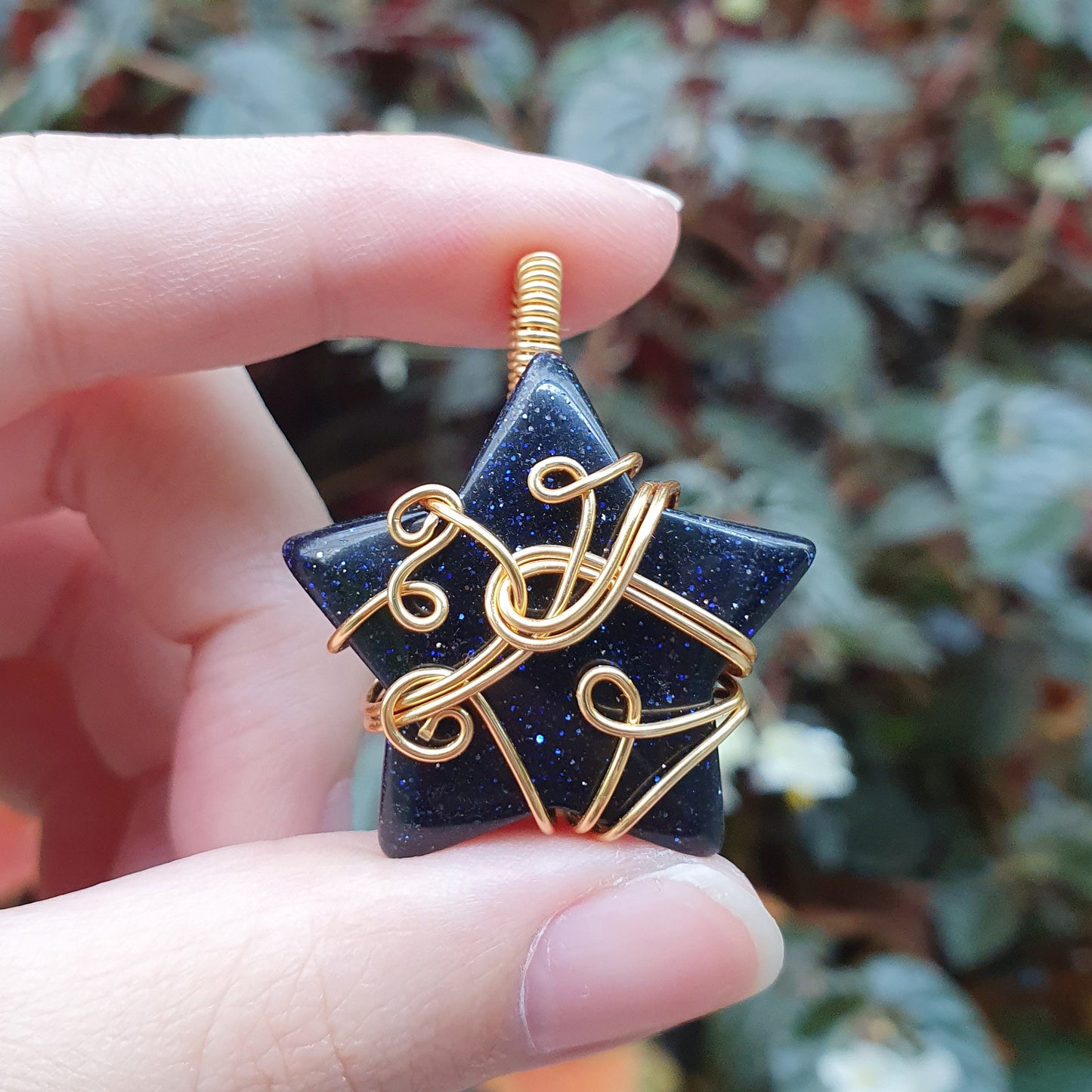 Blue Goldstone in Tarnish-Resistant Silver Plated Copper