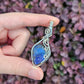 Blue Labradorite in 925 Solid Sterling Silver Handmade Wire-Wrap Pendant (With Choker)