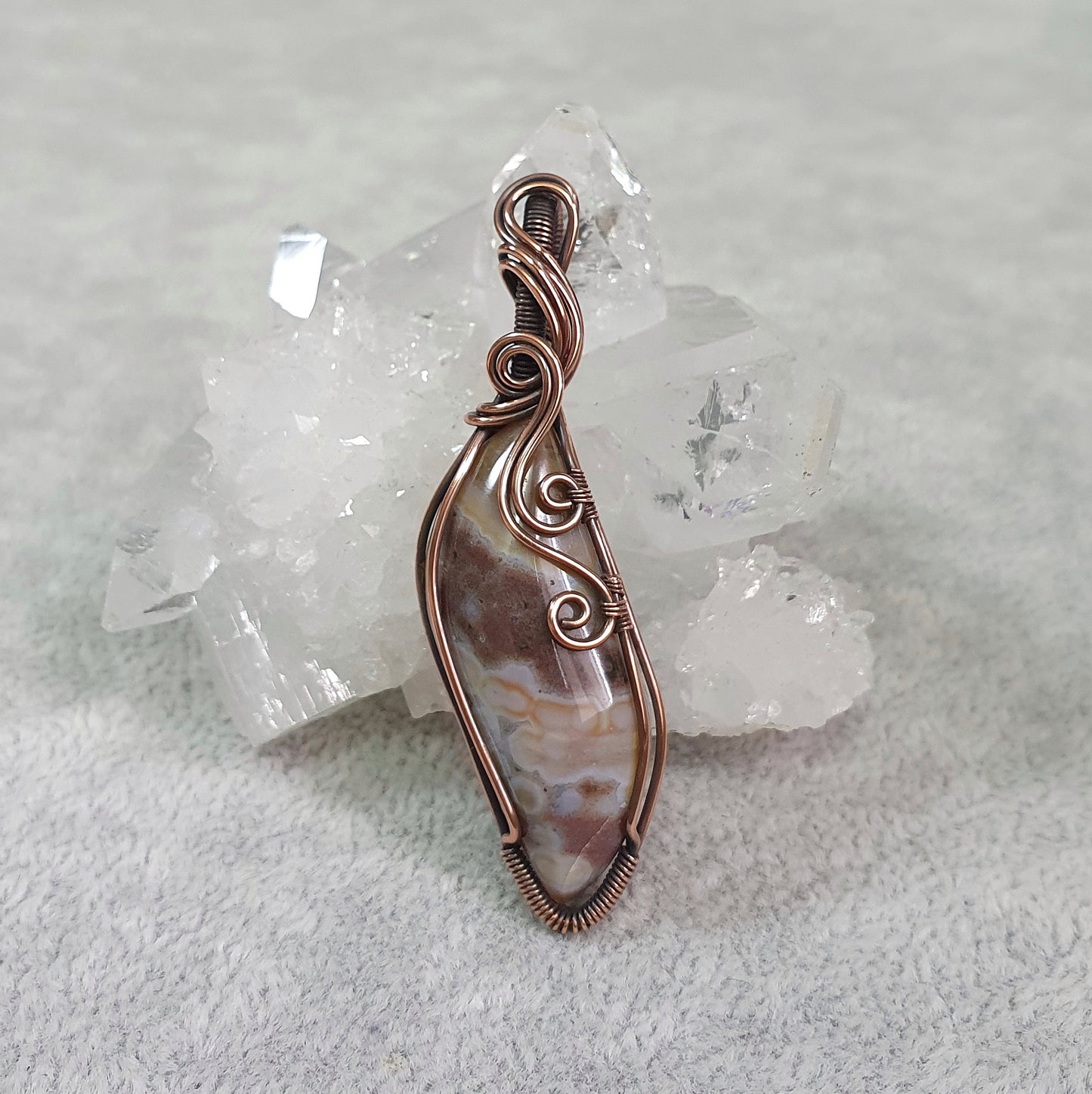 Ocean Jasper in Oxidised Copper Handmade Wire-Wrap Pendant