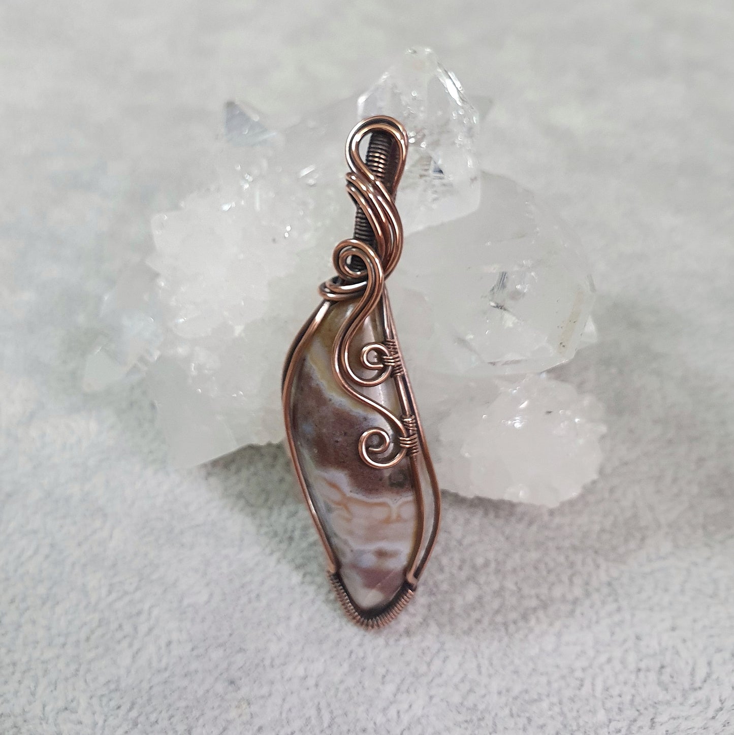 Ocean Jasper in Oxidised Copper Handmade Wire-Wrap Pendant