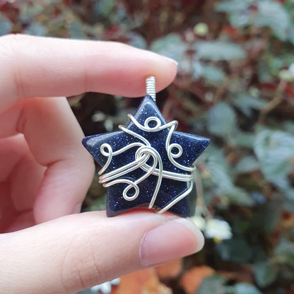 Blue Goldstone in Tarnish-Resistant Silver Plated Copper